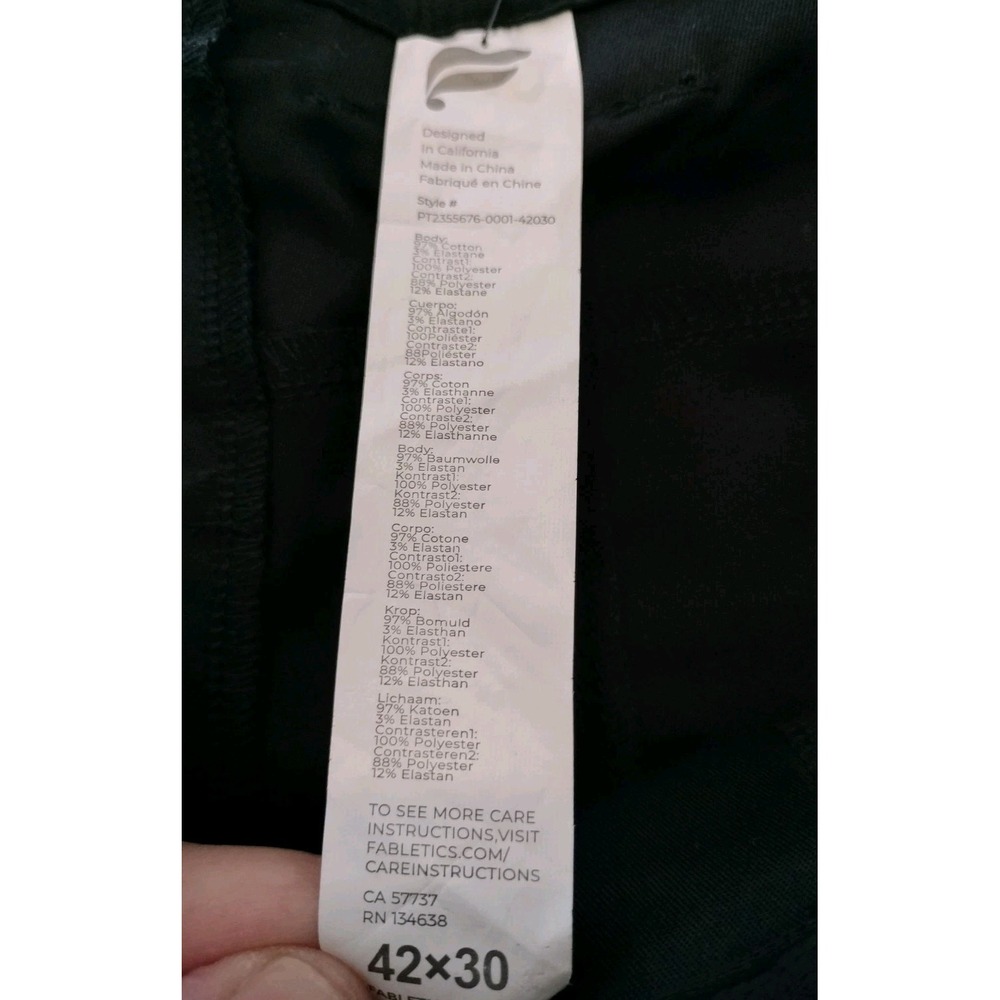 NWT Fabletics The High Side Chino Pants Black Men 42x25 (Tag 42x30) Slim Stretch - Picture 4 of 13